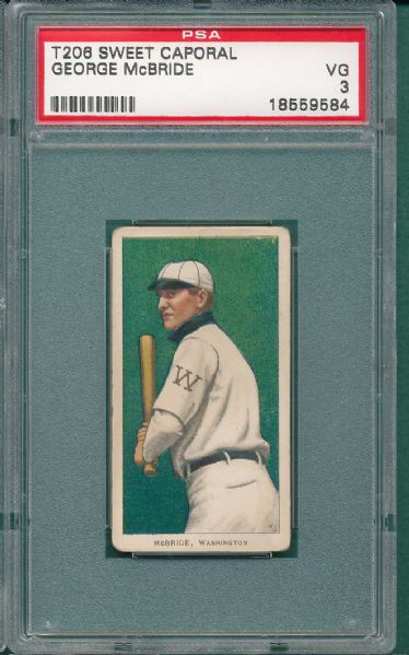 1909-1911 T206 McBride Sweet Caporal Cigarettes PSA 3