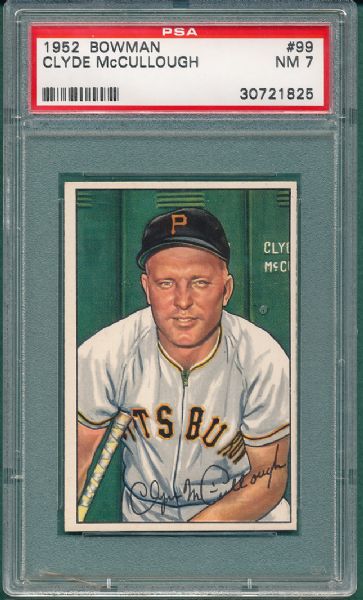 1952 Bowman #99 Clyde McCullough PSA 7