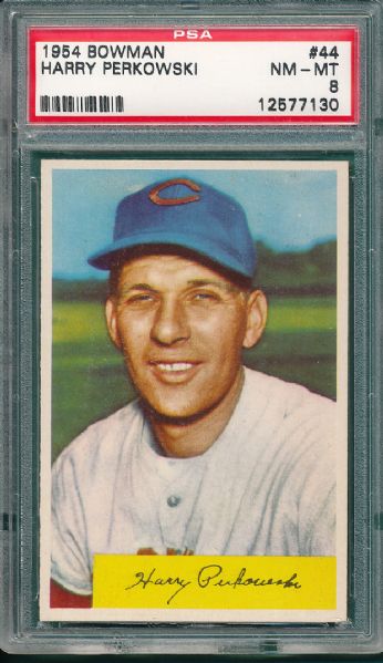 1954 Bowman #44 Harry Perkowski PSA 8