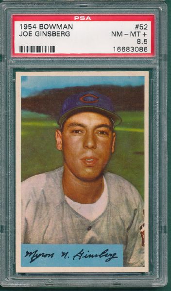 1954 Bowman #52 Myron Ginsberg PSA 8.5 NM/MT+