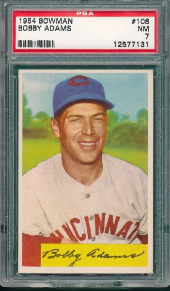 1954 Bowman #108 Bobby Adams PSA 7