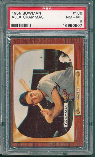 1955 Bowman #186 Alex Grammas Hi # PSA 8 