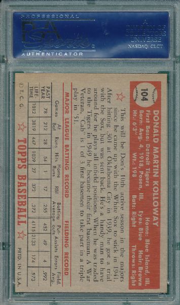 1952 Topps #104 Don Kolloway PSA 7