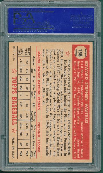 1952 Topps #158 Eddie Waitkus PSA 6