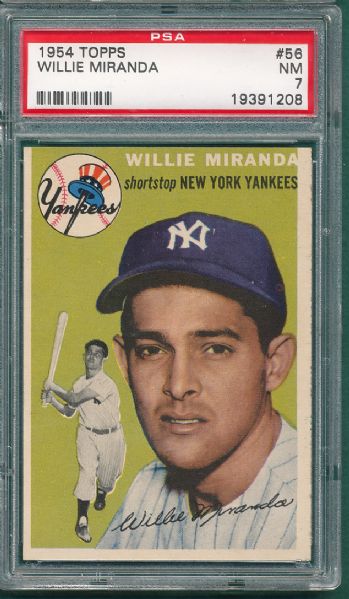 1954 Topps #56 Willie Miranda PSA 7 Tough Series