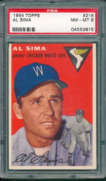 1954 Topps #216 Al Sima PSA 8