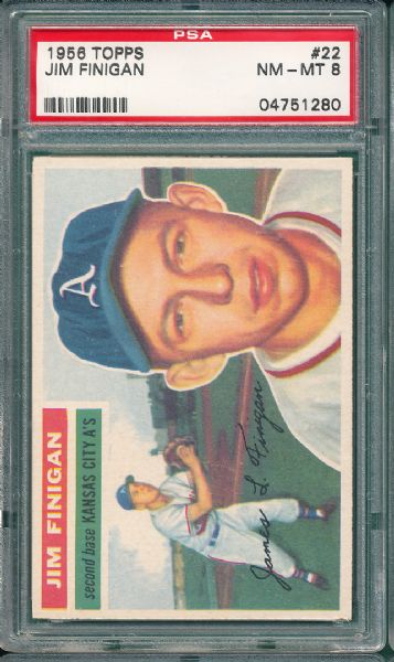 1956 Topps #22 Jim Finigan PSA 8