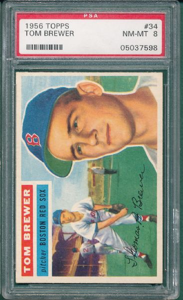 1956 Topps #34 Tom Brewer PSA 8