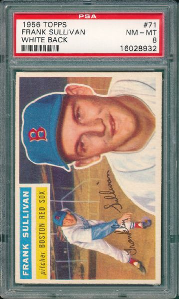 1956 Topps #71 Frank Sullivan PSA 8