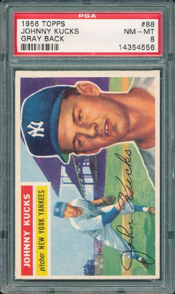 1956 Topps #88 Johnny Kucks PSA 8