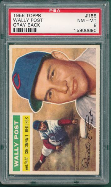 1956 Topps #158 Wally Post PSA 8