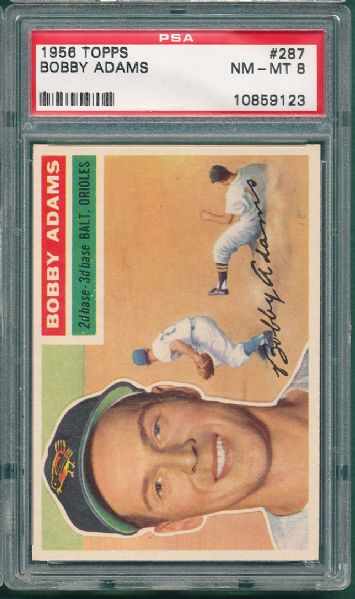 1956 Topps #287 Bobby Adams PSA 8