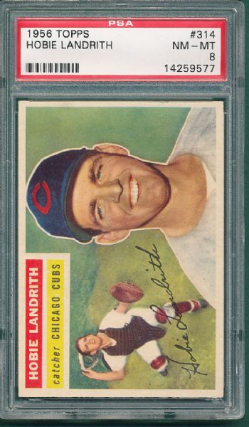 1956 Topps #314 Hobie Landrith PSA 8