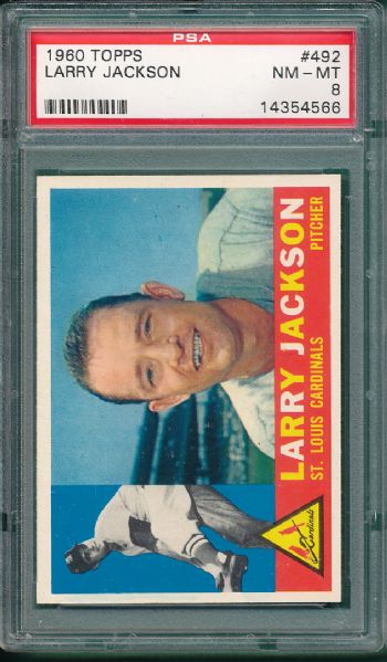 1960 Topps #492 Larry Jackson PSA 8