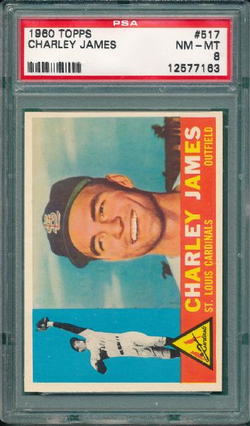 1960 Topps #517 Charley James Hi # PSA 8