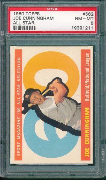 1960 Topps #562 Joe Cunningham Hi # PSA 8