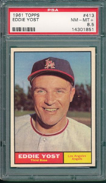 1961 Topps #413 Eddie Yost PSA 8.5