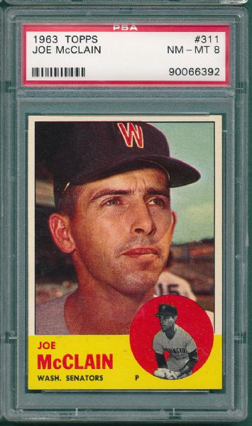 1963 Topps #311 Joe McClain PSA 8