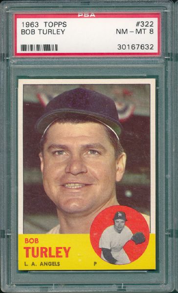 1963 Topps #322 Bob Turley PSA 8