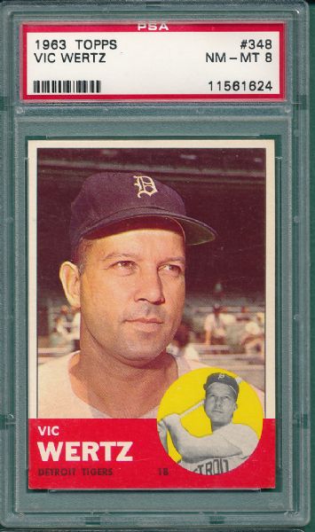 1963 Topps #348 Vic Wertz PSA 8