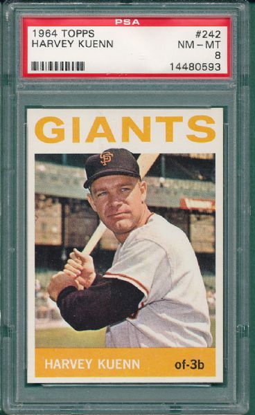 1964 Topps #242 Harvey Keuhn PSA 8