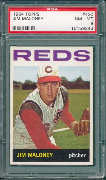 1964 Topps #420 Jim Maloney PSA 8