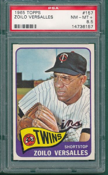 1965 Topps #157 Zoilo Versalles PSA 8.5 NM/MT+