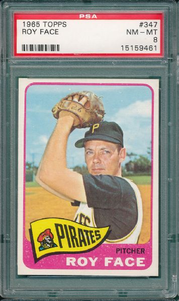 1965 Topps #347 Roy Face PSA 8