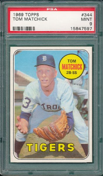 1969 Topps #344 Tom Matchick PSA 9 MINT