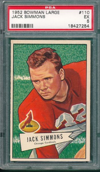 1952 Bowman Large #110 Jack Simmons PSA 5