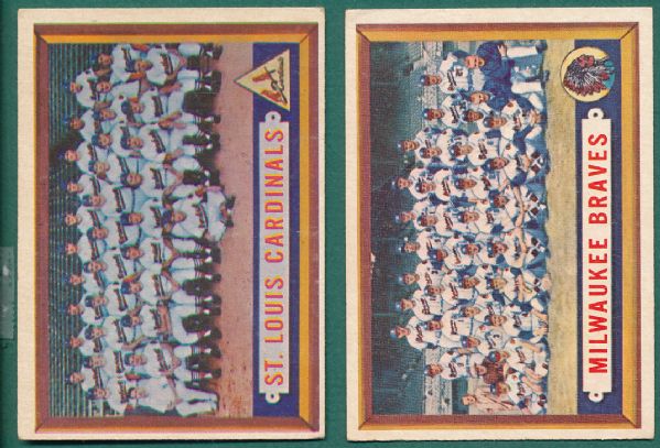 1957 Topps 10 Card Lot W/ 7 Team Cards