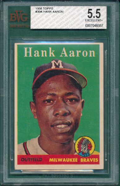 1958 Topps #30 Hank Aaron BVG 5.5