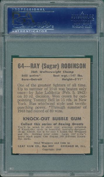 1948 Leaf Boxing #64 Sugar Ray Robinson PSA 7