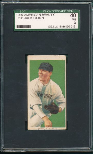 1909-1911 T206 Quinn American Beauty Cigarettes SGC 40