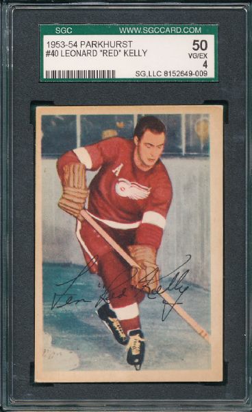 1953-54 Parkhurst #40 Leonard Red Kelly SGC 50 