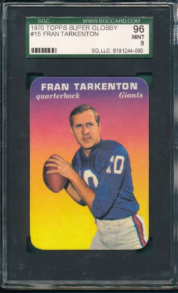 1970 Topps Super Glossy #15 Fran Tarkenton SGC 96