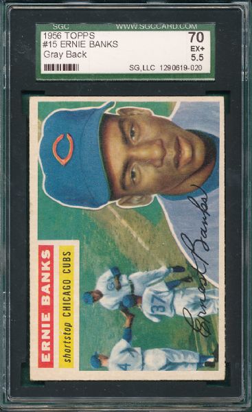 1956 Topps #15 Ernie Banks SGC 70