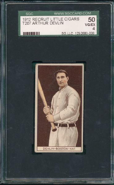 1912 T207 Arthur Devlin Recruit Cigarettes SGC 50