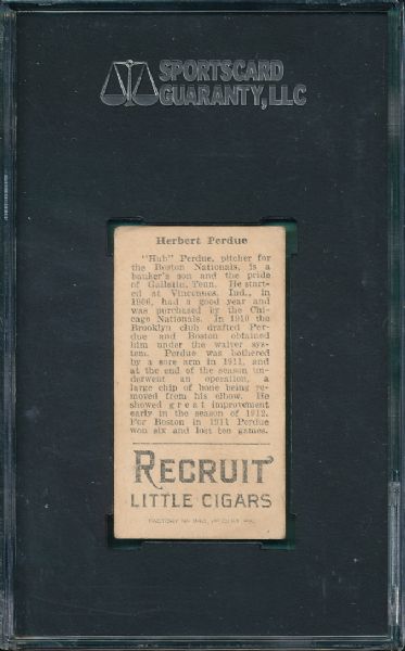 1912 T207 Herbert Perdue Recruit Cigarettes SGC 50