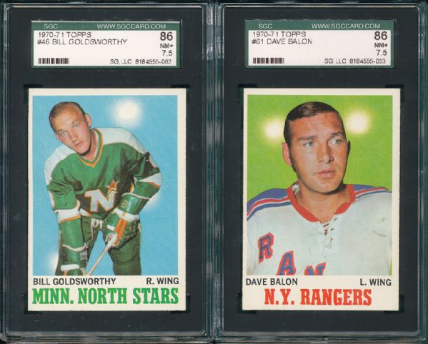 1970-71 Topps Hockey 3 Card Lot SGC 86