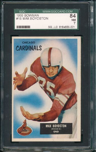 1955 Bowman FB #18 Max Boydston SGC 84