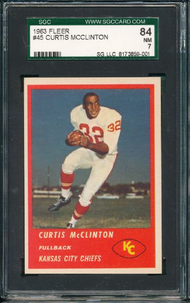 1961  & 1963  Curtis McClinton 2 Card Lot High Grade SGC 96 & 84 