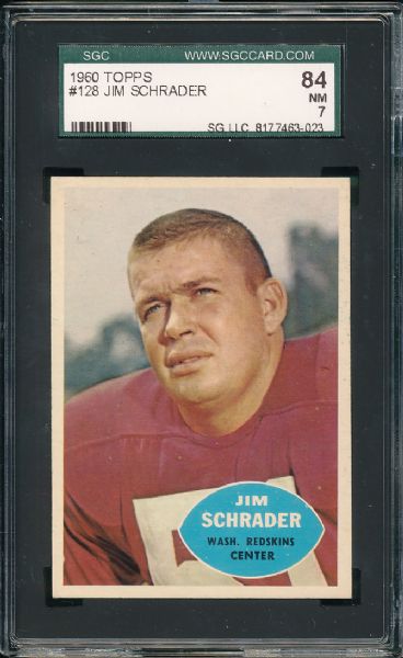 1960 Topps FB #45 McCord & #128 Schrader SGC 84