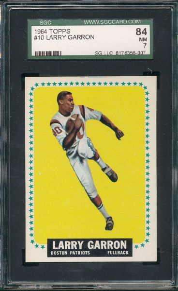 1964 Topps FB #10 Larry Garron SGC 84