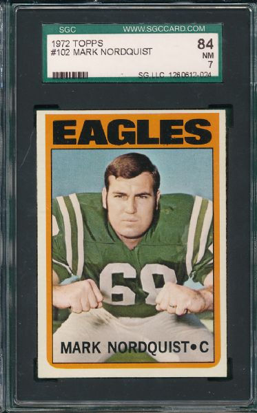 1972 Topps FB 3 Card Hi Grade SGC Lot W/Villapiano Rookie