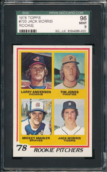 1978 Topps #703 Jack Morris  Rookie SGC 96 MINT