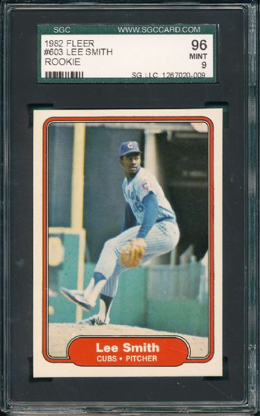 1983 Fleer #603 Lee Smith 4 Card Lot SGC 96 MINT *Rookie*