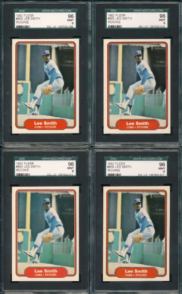 1983 Fleer #603 Lee Smith 4 Card Lot SGC 96 MINT *Rookie*