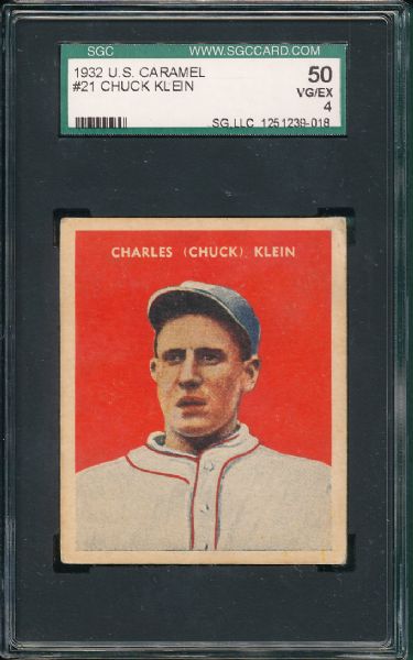 1932 US Caramels #21 Chuck Klein SGC 50