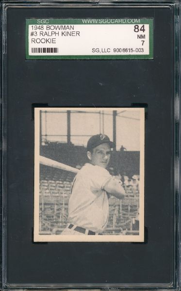 1948 Bowman #3 Ralph Kiner SGC 84 *Rookie*